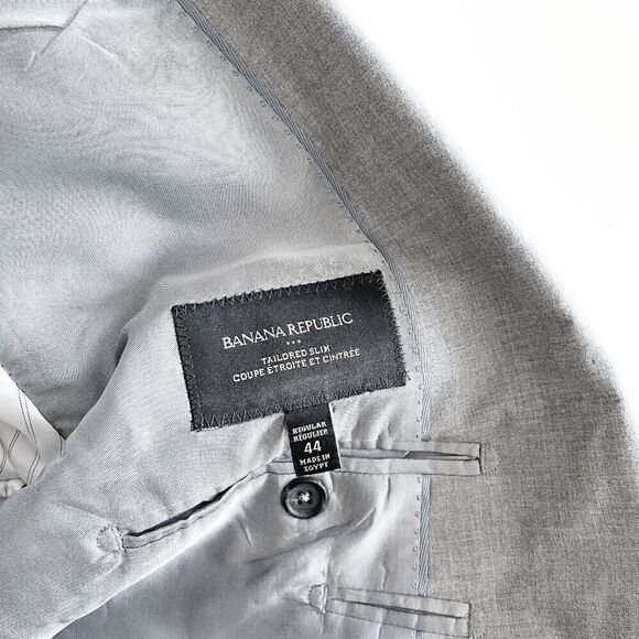 Banana Republic Mens Tailored Slim Two Button Sport Coat Jacket Gray Size 44 - Picture 3 of 8